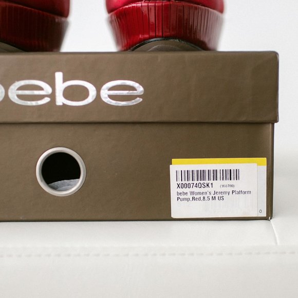 Bebe Red Satin Jeremy Platform Pumps 8.5 New in Box - Picture 4 of 13